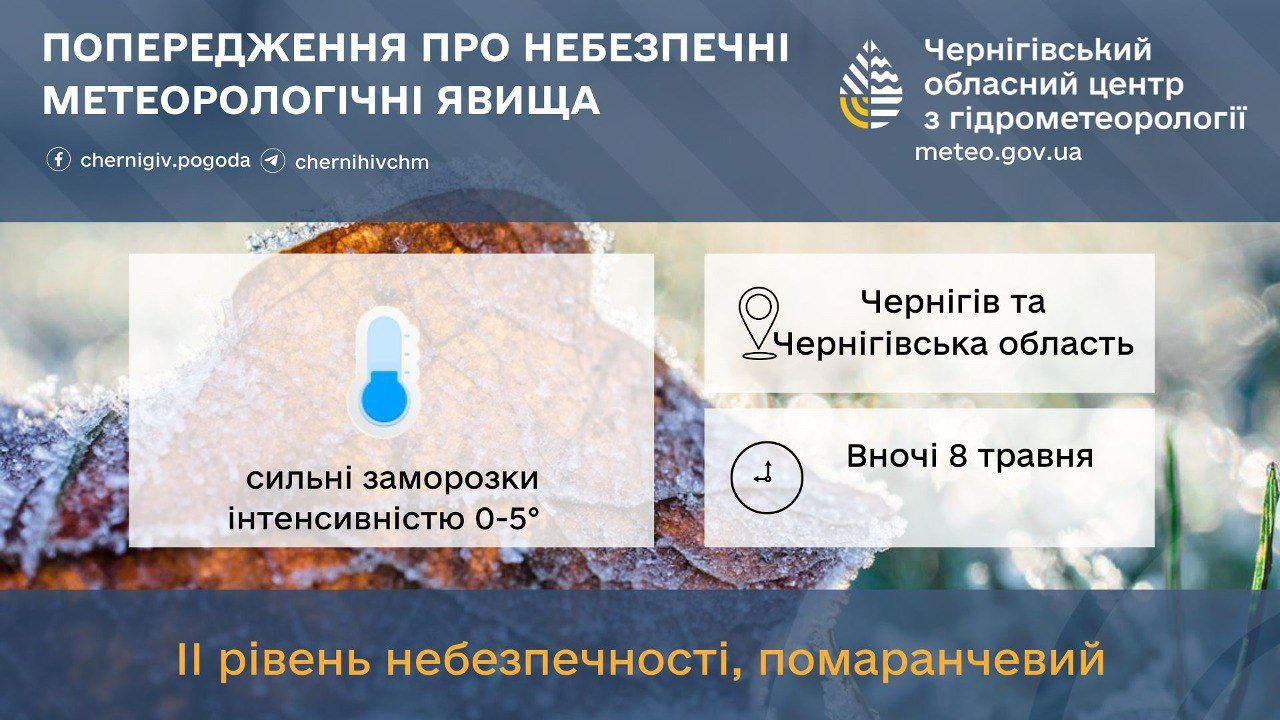 На Чернігівщині очікуються сильні заморозки